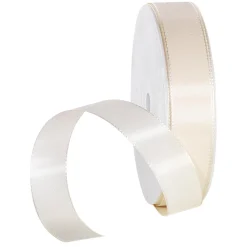 Cintas De Regalo>DecoWoerner Cinta De Tafetán Con Orillo 15 Mm, 50 M, Crema blanco