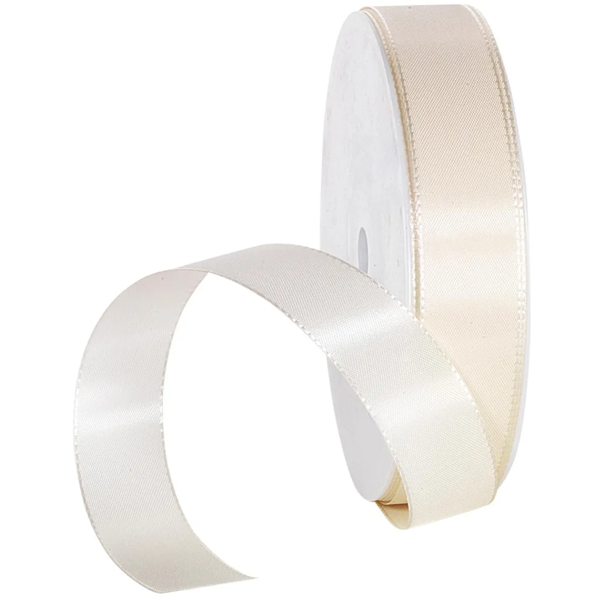 Cintas De Regalo>DecoWoerner Cinta De Tafetán Con Orillo 15 Mm, 50 M, Crema blanco