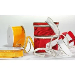 Cintas De Regalo>DecoWoerner Cinta De Tela Con Borde Dorado, 40 Mm, 25 M, naranja