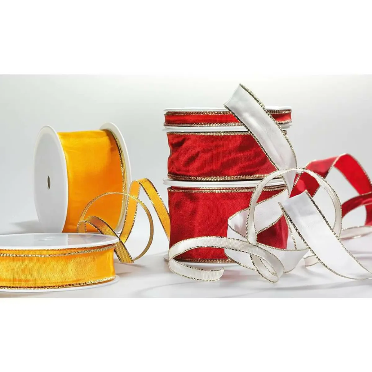 Cintas De Regalo>DecoWoerner Cinta De Tela Con Borde Dorado, 40 Mm, 25 M, naranja