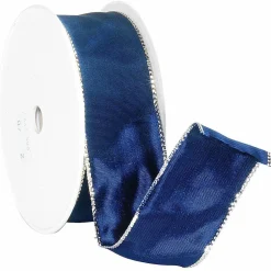 Cintas De Regalo>DecoWoerner Cinta De Tela Con Borde Dorado, 40 Mm, 25 M, azul