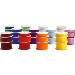 Cintas De Regalo>DecoWoerner Cinta De Tela Con Bordes De Alambre, Color Real, Anchura 25 Mm azul