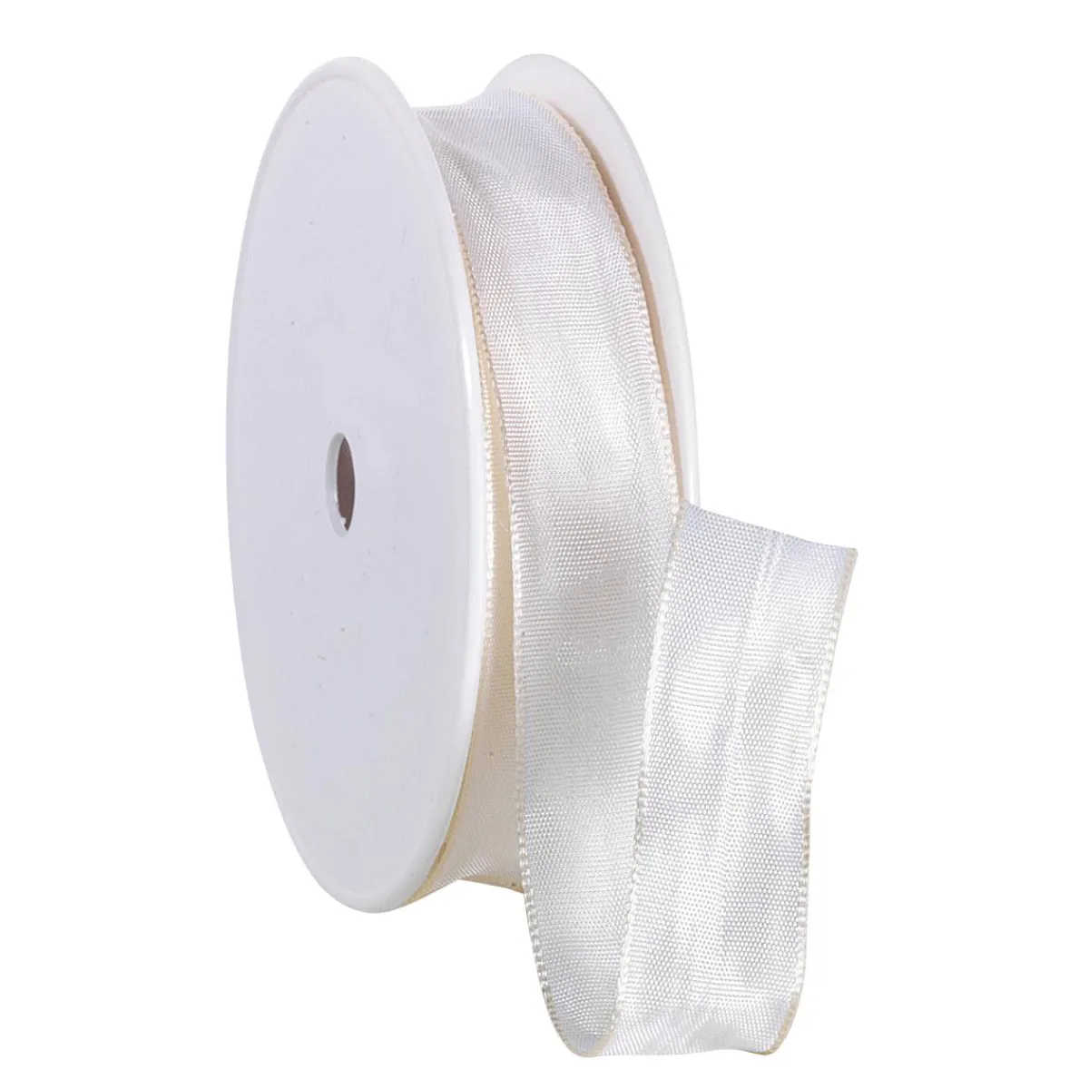 Cintas De Regalo>DecoWoerner Cinta De Tela Con Bordes De Alambre, Color Crema, Anchura 25 Mm blanco