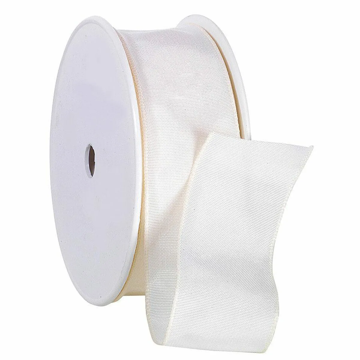 Cintas De Regalo>DecoWoerner Cinta De Tela Con Bordes De Alambre, Color Crema, Anchura 40 Mm blanco