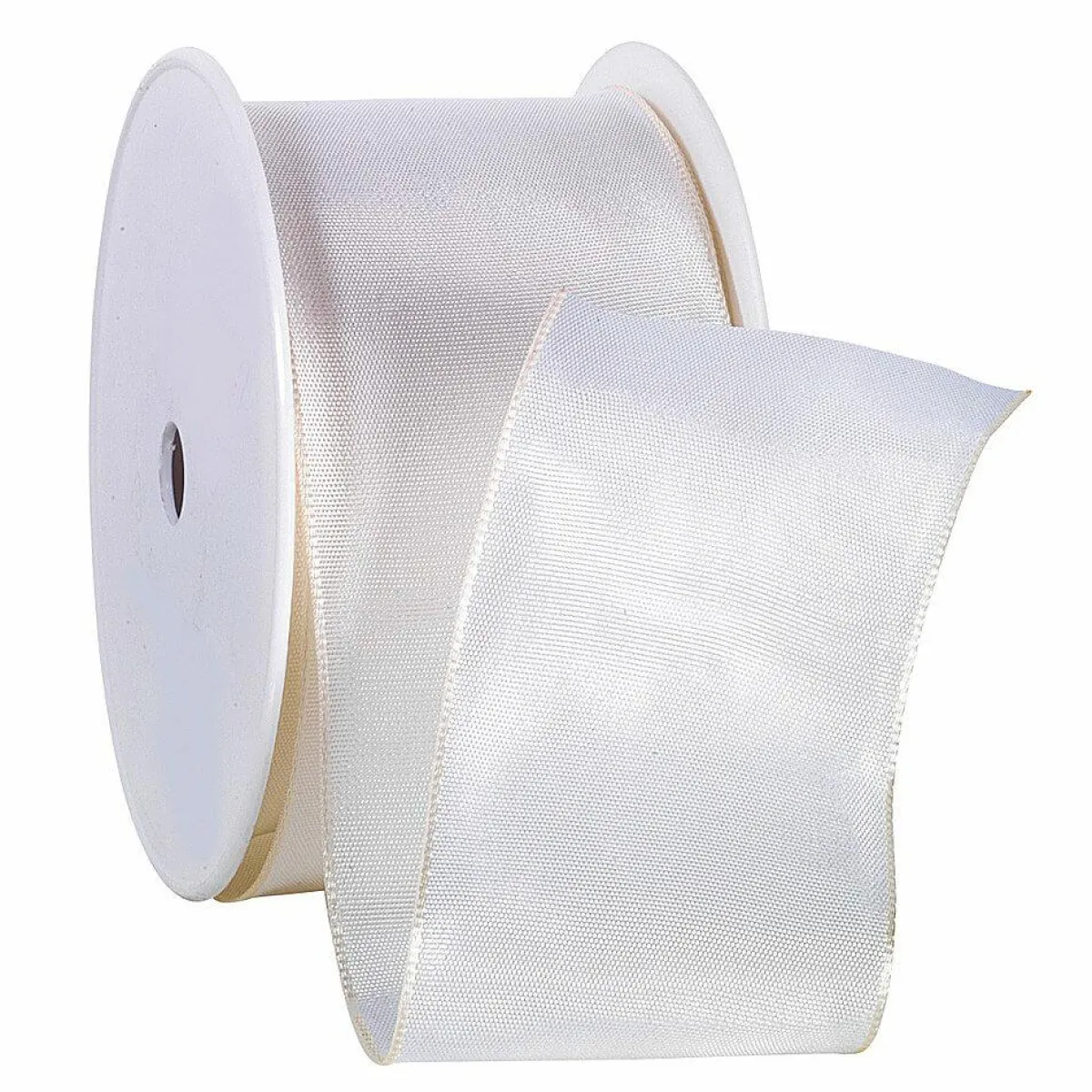 Cintas De Regalo>DecoWoerner Cinta De Tela Con Bordes De Alambre, Color Crema, Anchura 60 Mm blanco