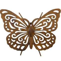 Decoración De Animales|Decoración De Primavera>DecoWoerner Colgador De Pared Vintage Con Forma De Mariposa Troquelada 4 X 20 X 23 Cm marrón