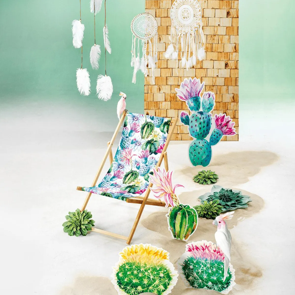 Decoración De Verano>DecoWoerner Colgante De Exposición "Cacto" Anchura 100 Cm rosa