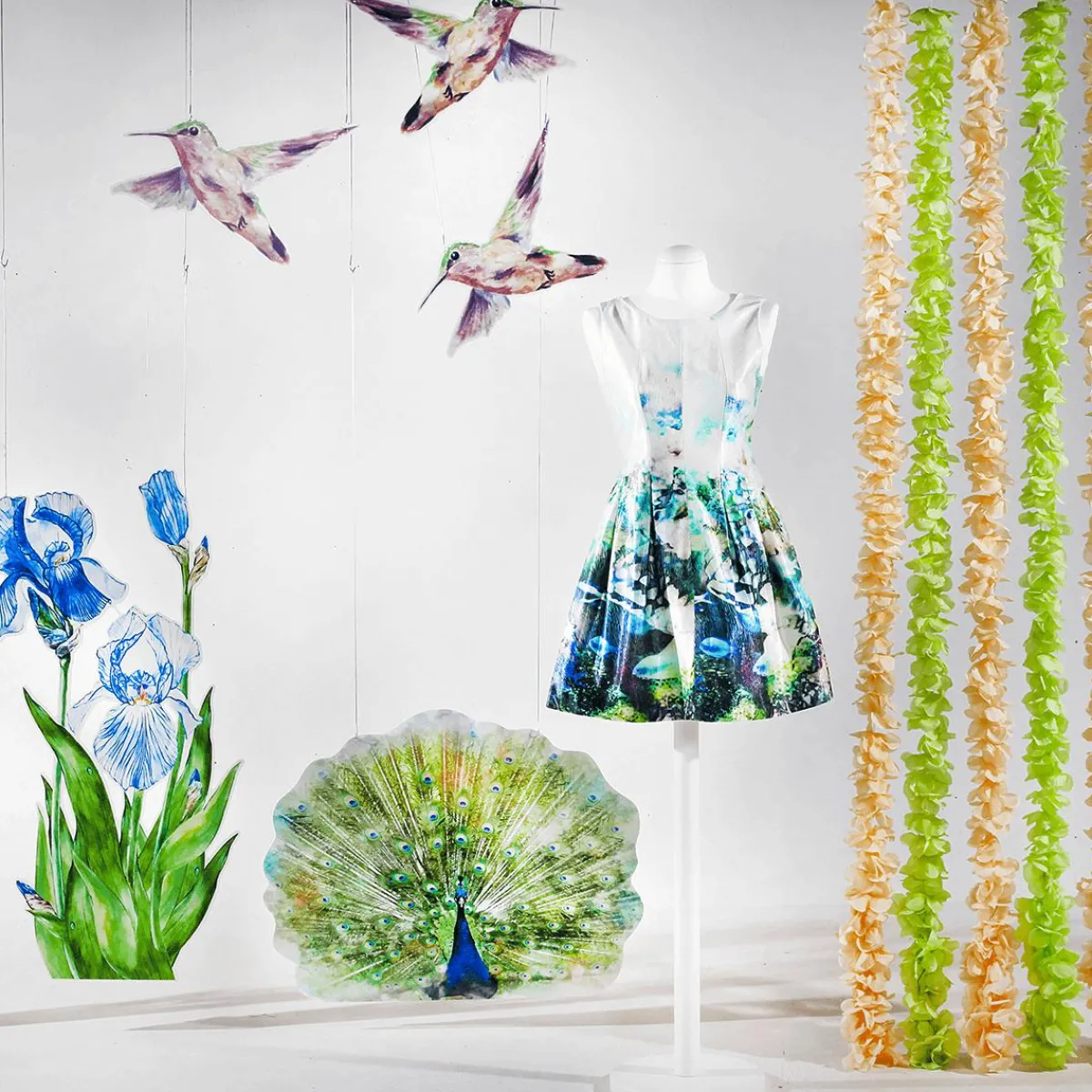 Decoración De Primavera>DecoWoerner Colgante De Exposición "Iris" Anchura 110 Cm azul