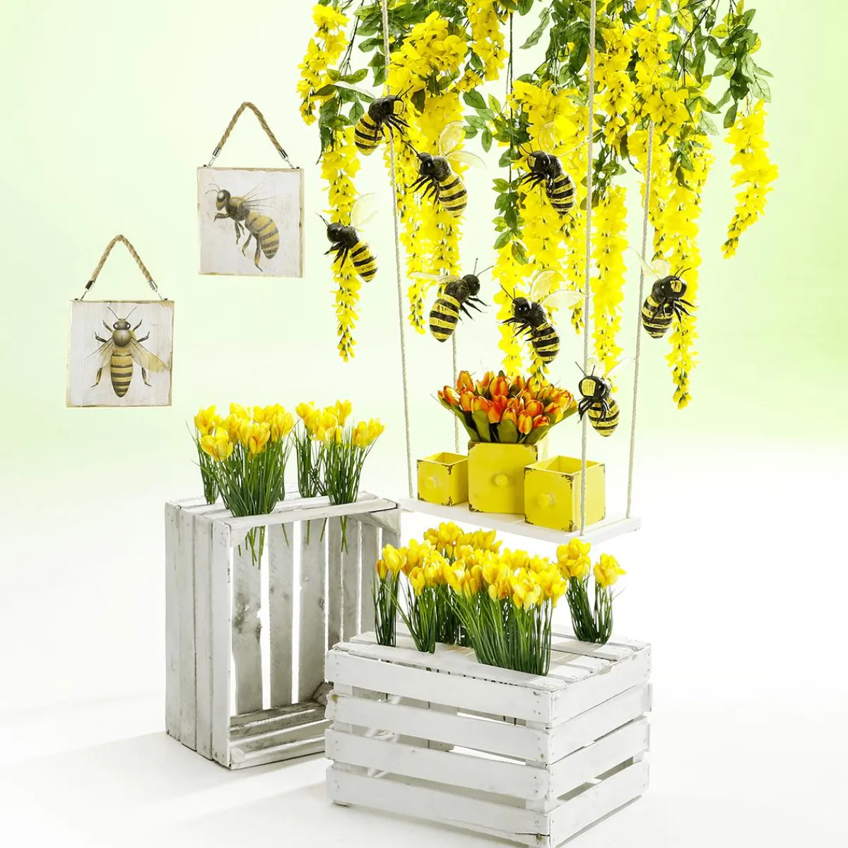 Decoración De Verano|Decoración De Primavera>DecoWoerner Columpio Decorativo, Longitud: 155 Cm blanco
