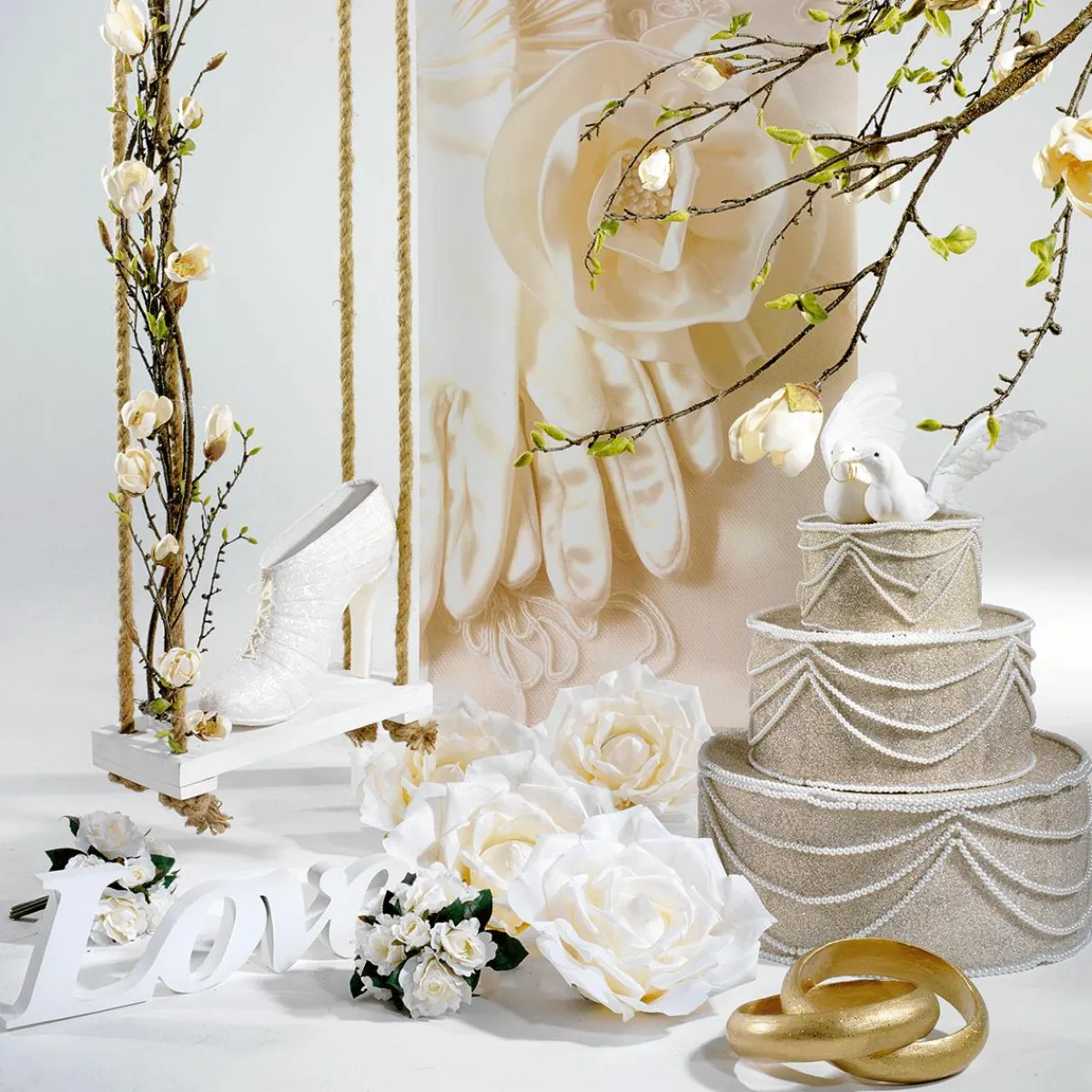 Decoración De Verano|Decoración De Primavera>DecoWoerner Columpio Decorativo, Longitud: 155 Cm blanco