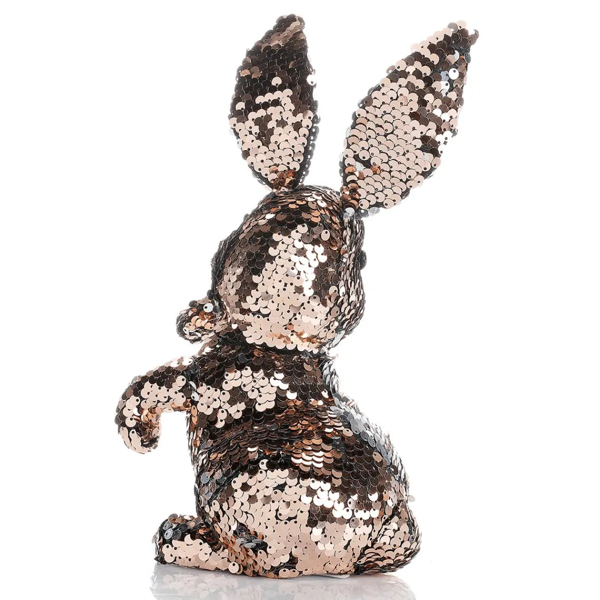 Decoración De Animales|Decoración De Pascua>DecoWoerner Conejo De Pascua Decorativo Con Lentejuelas Reversibles Cobre Y , 21 Cm plata