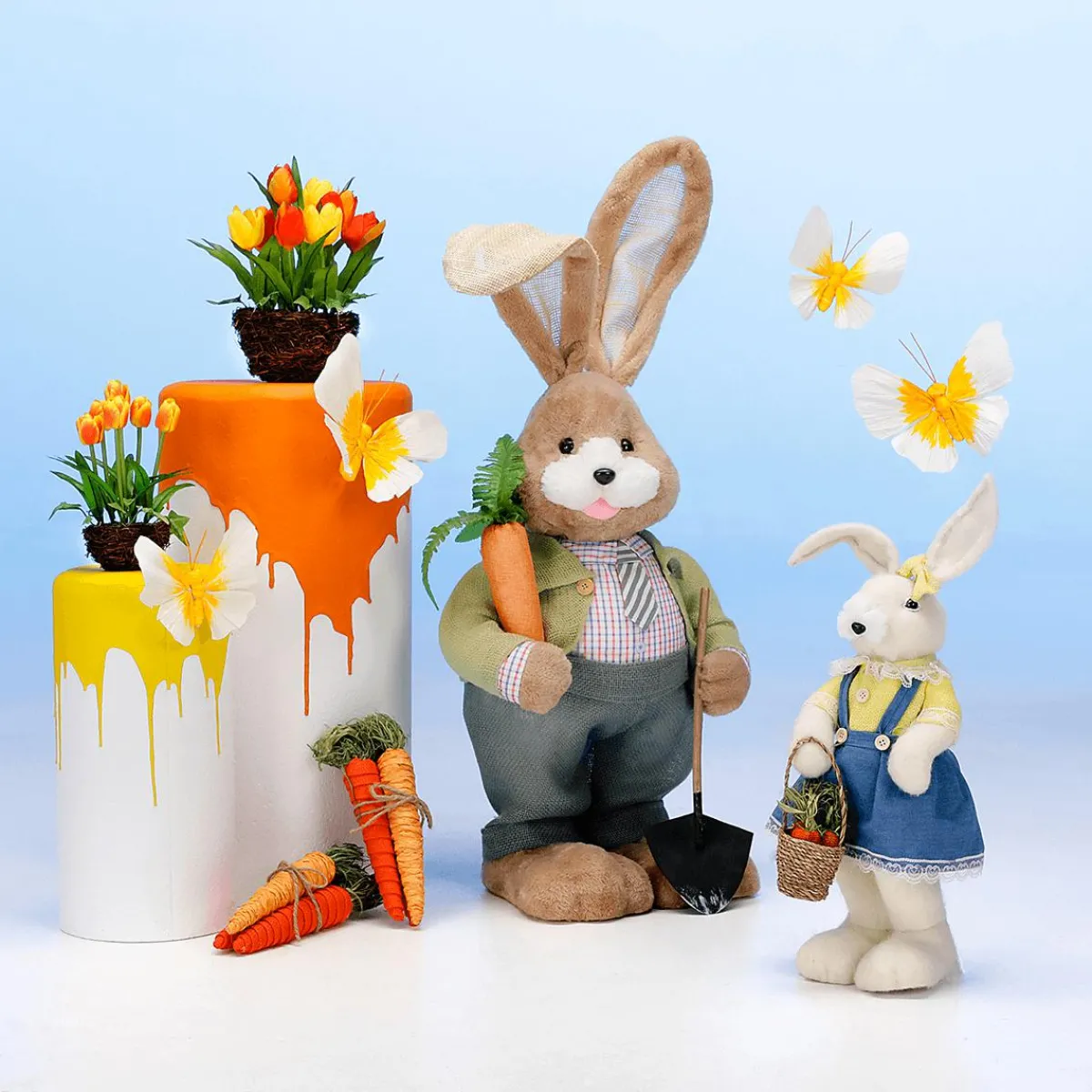 Decoración De Animales|Decoración De Pascua>DecoWoerner Conejo De Pascua Decorativo De 57 Cm De Altura, , Con Cesta Beige