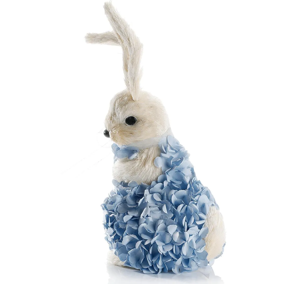 Decoración De Animales|Decoración De Pascua>DecoWoerner Conejo De Pascua Decorativo De Espuma Dura Y Sisal Con Vestido De Hortensias 30 Cm azul
