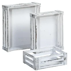 Expositores Para Tiendas|Decoración Temática>DecoWoerner Conjunto De Cajas De Madera, Color blanco