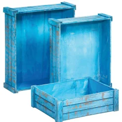 Expositores Para Tiendas|Macetas Y Artículos De Decoración>DecoWoerner Conjunto De Cajas De Madera, Color Claro azul