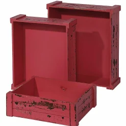 Expositores Para Tiendas|Macetas Y Artículos De Decoración>DecoWoerner Conjunto De Cajas De Madera, rojo