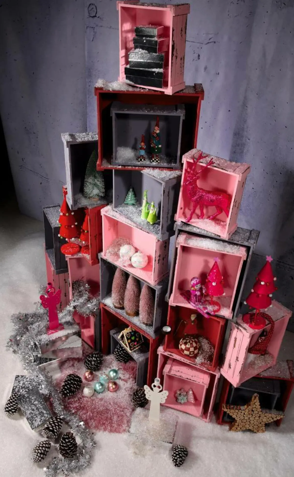 Expositores Para Tiendas|Macetas Y Artículos De Decoración>DecoWoerner Conjunto De Cajas De Madera, rojo