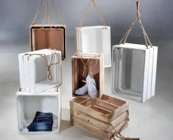 Expositores Para Tiendas|Decoración De Otoño>DecoWoerner Conjunto De Cajas De Madera, 2 Piezas 43/48 Cm blanco
