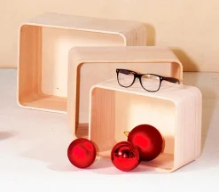 Expositores Para Tiendas|Decoración De Verano>DecoWoerner Conjunto De Cajas De Madera Rectangular 3 Piezas Madera natural