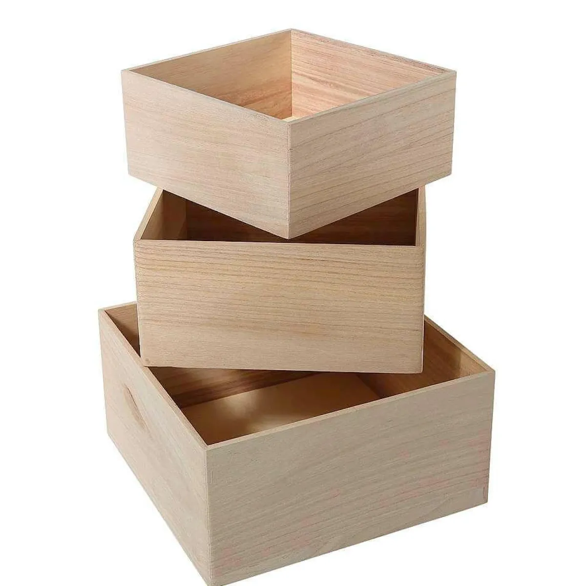 Expositores Para Tiendas|Macetas Y Artículos De Decoración>DecoWoerner Conjunto De Cajas De Madera Cuadrado 3 Piezas Madera natural