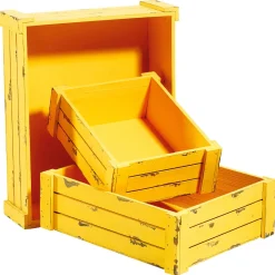 Expositores Para Tiendas|Macetas Y Artículos De Decoración>DecoWoerner Conjunto De Cajas De Madera, amarillo