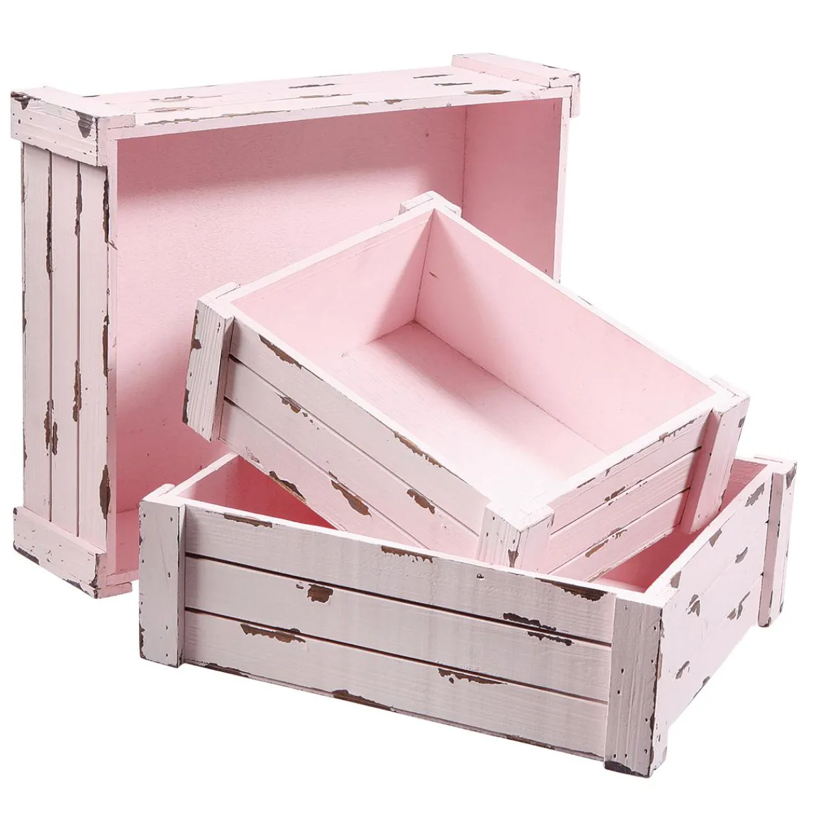 Expositores Para Tiendas|Macetas Y Artículos De Decoración>DecoWoerner Conjunto De Cajas De Madera, do rosa