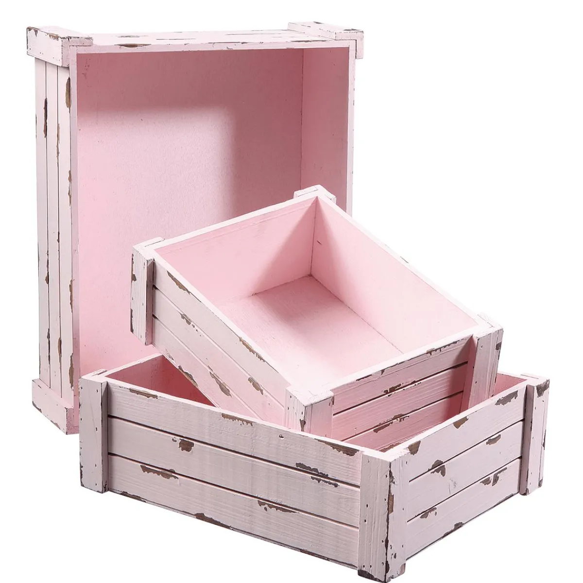 Expositores Para Tiendas|Macetas Y Artículos De Decoración>DecoWoerner Conjunto De Cajas De Madera, do rosa