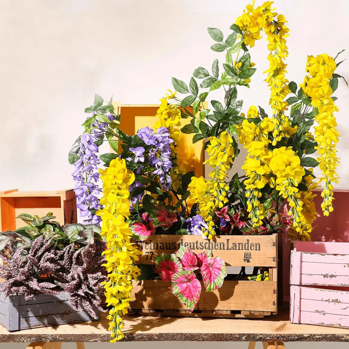 Expositores Para Tiendas|Macetas Y Artículos De Decoración>DecoWoerner Conjunto De Cajas De Madera, do rosa