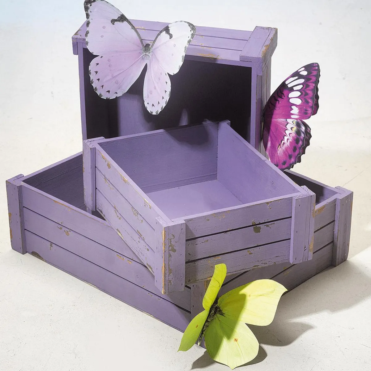 Expositores Para Tiendas|Macetas Y Artículos De Decoración>DecoWoerner Conjunto De Cajas De Madera, Lila violeta