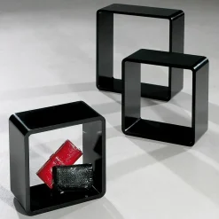 Expositores Para Tiendas>DecoWoerner Conjunto De Estantes "Cubo" Color 3 Pz. negro