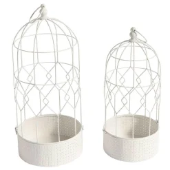 Decoración De Primavera>DecoWoerner Conjunto De Jaulas Para Pájaros Decorativas Blancas, Redondas blanco