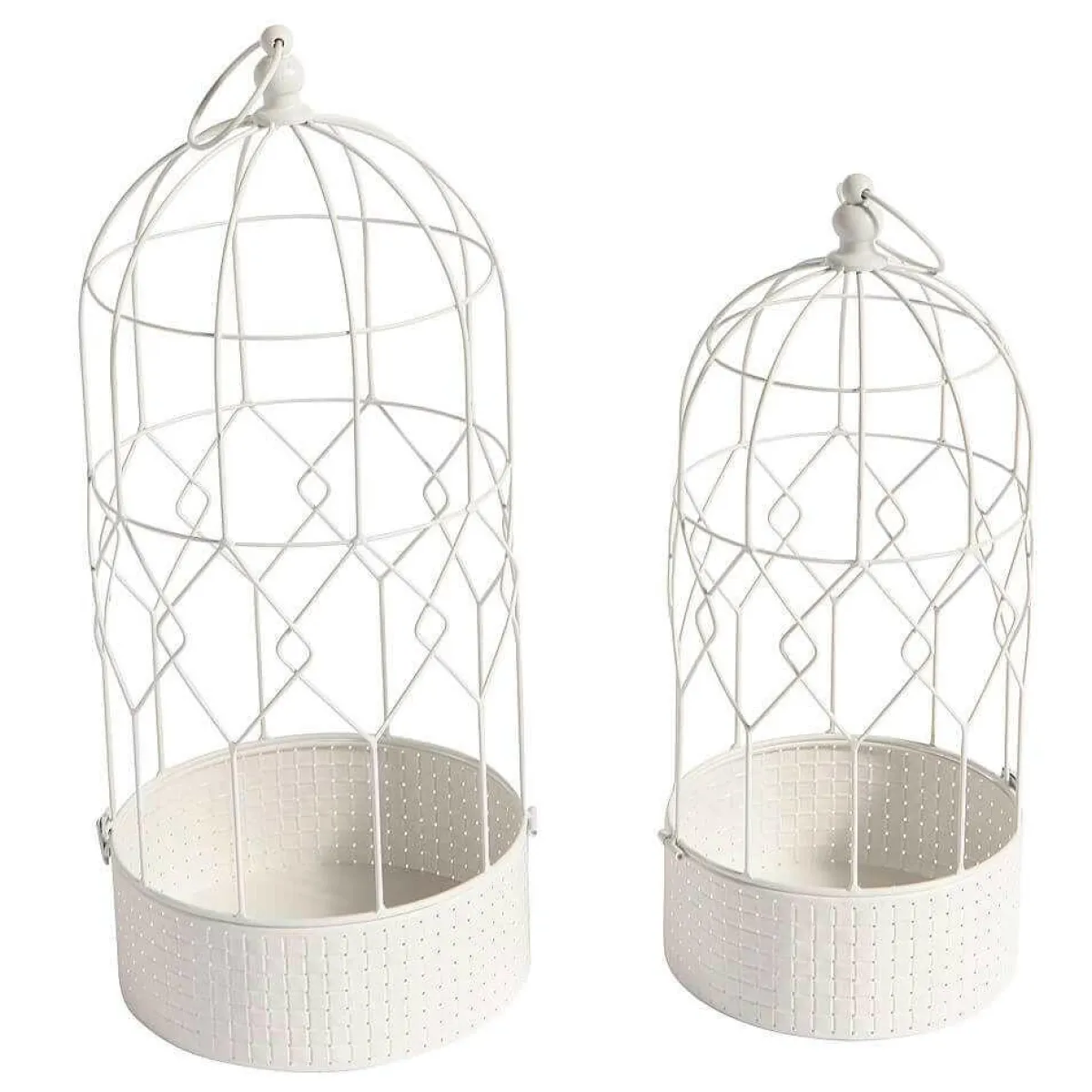 Decoración De Primavera>DecoWoerner Conjunto De Jaulas Para Pájaros Decorativas Blancas, Redondas blanco