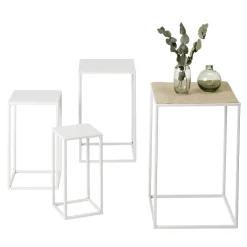 Expositores Para Tiendas>DecoWoerner Conjunto De Mesas De Metal 4 Piezas blanco
