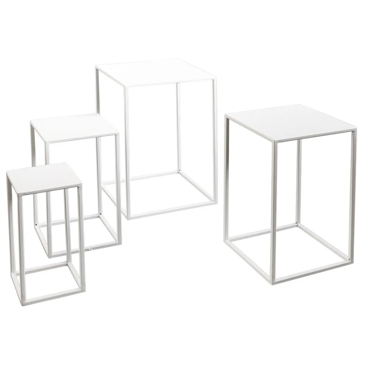 Expositores Para Tiendas>DecoWoerner Conjunto De Mesas De Metal 4 Piezas blanco