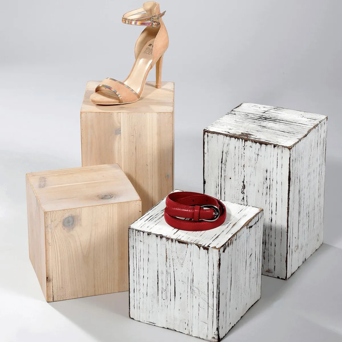 Expositores Para Tiendas|Decoración Natural>DecoWoerner Conjunto De Minicolumnas De Madera Naturaleza Beige