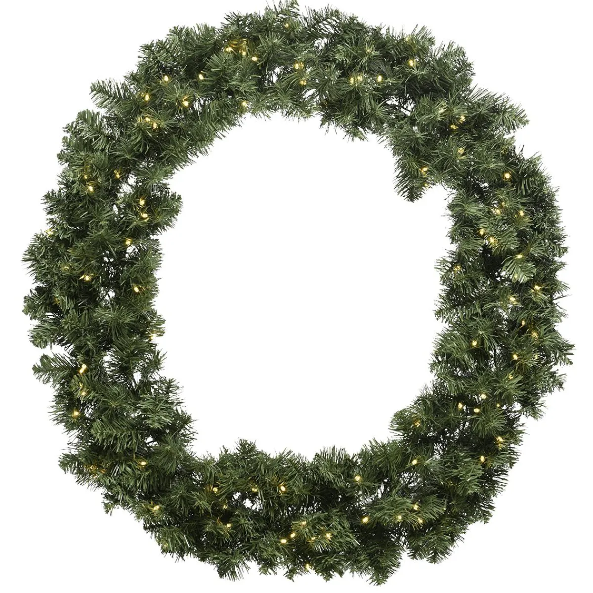 Coronas De Navidad>DecoWoerner Corona De Abeto Artificial Con LED Blanco Cálido IP44, 60 Cm Ø verde