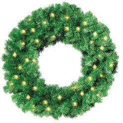 Decoración Navideña Xxl|Coronas De Navidad>DecoWoerner Corona De Abeto Basic, LED, Ø 80 Cm, Carácter Tridimensional verde