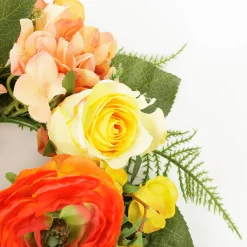 Decoración De Primavera|Ramos Y Coronas De Flores>DecoWoerner Corona De Flores De Hortensia Artificial 30 Cm Ø naranja