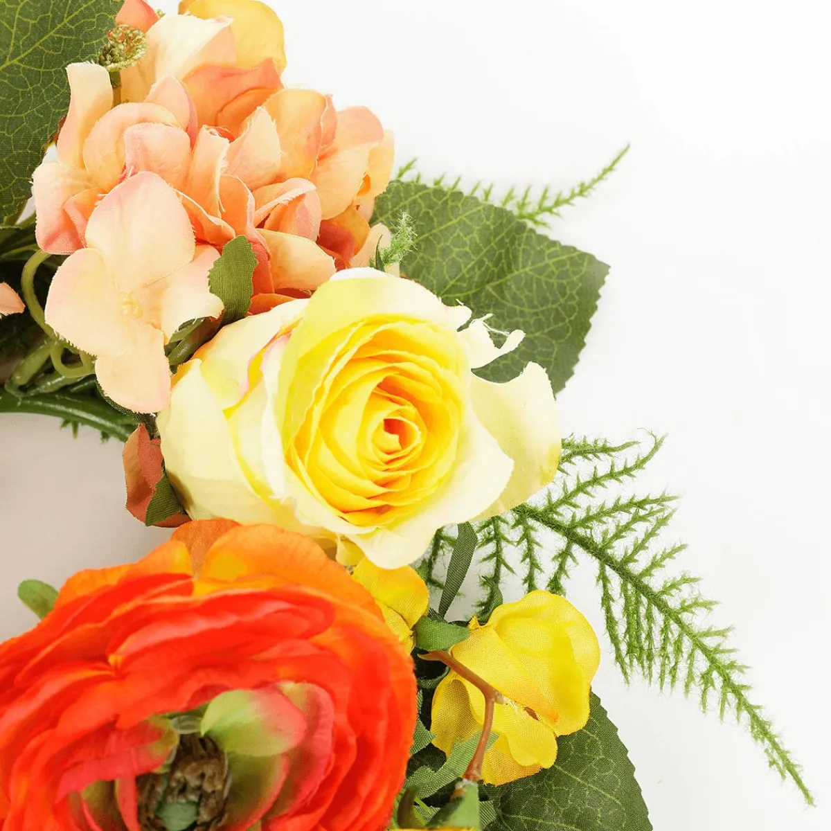 Decoración De Primavera|Ramos Y Coronas De Flores>DecoWoerner Corona De Flores De Hortensia Artificial 30 Cm Ø naranja