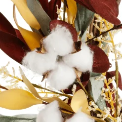 Decoración De Otoño|Ramos Y Coronas De Flores>DecoWoerner Corona Decorativa De Otoño "Mezcla De Algodón, Flores Y Hierba" Ø 56 Cm marrón
