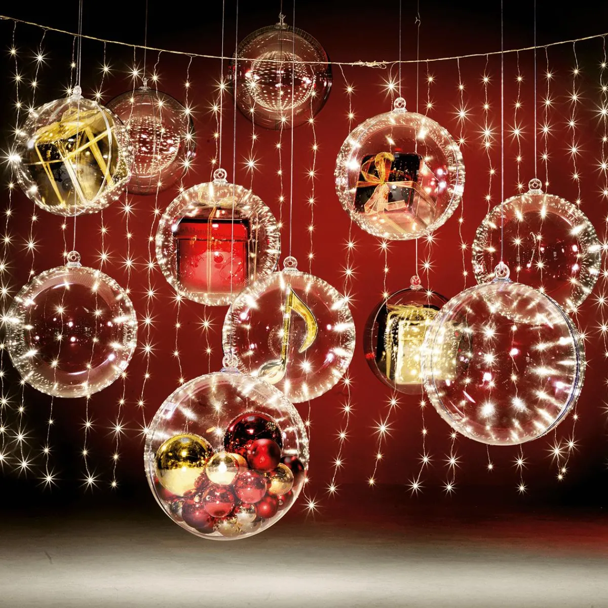 Luces De Navidad>DecoWoerner Cortina De Luces De Alambre LED Para Exteriores, 300 X 200 Cm plata