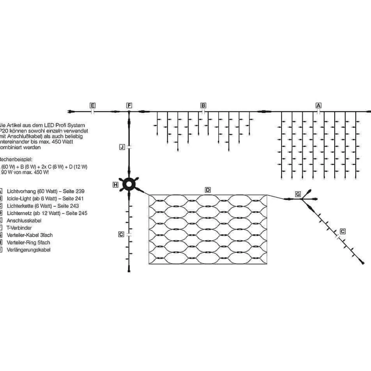 Luces De Navidad>DecoWoerner Cortina De Luces LED Para Uso Profesional Sistema IP20, 1400 LED, 700 X 200 Cm, Sin Cable