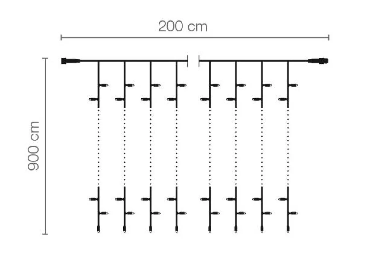 Luces De Navidad>DecoWoerner Cortina De Luces LED Para Uso Profesional Sistema IP20, 1800 LED, 900 X 200 Cm, Sin Cable