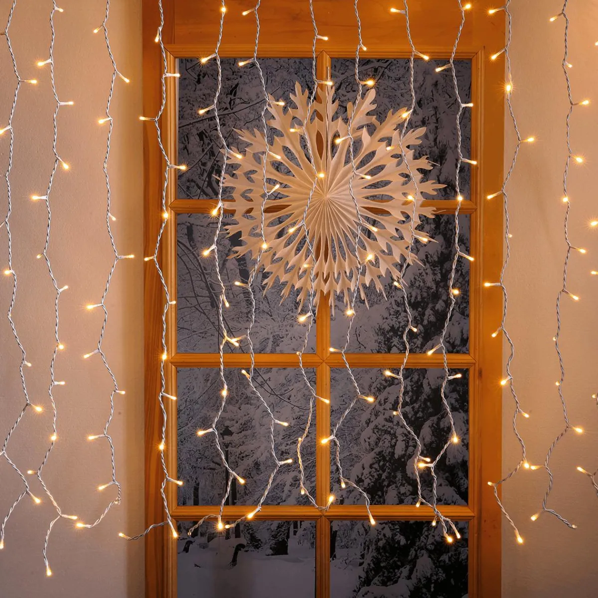 Luces De Navidad>DecoWoerner Cortina De Luces LED Para Uso Profesional Sistema IP20, 600 LED, 300 X 200 Cm, Sin Cable blanco