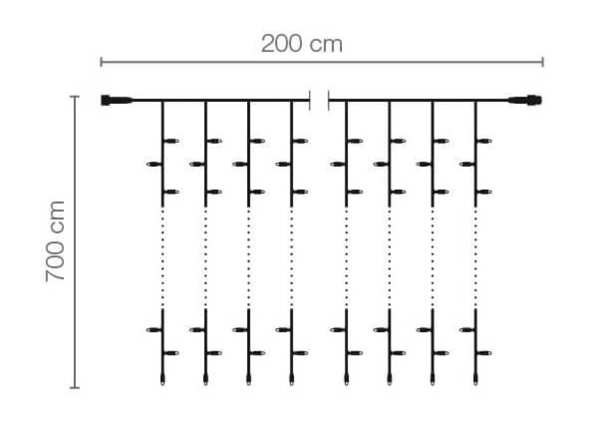 Luces De Navidad>DecoWoerner Cortina De Luces LED Para Uso Profesional Sistema IP20, 1400 LED, 700 X 200 Cm, Sin Cable
