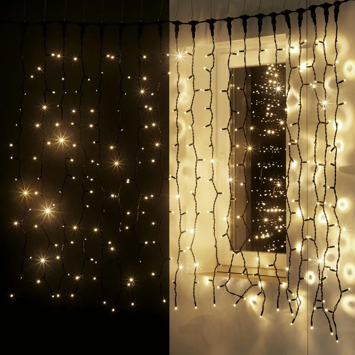 Luces De Navidad>DecoWoerner Cortina De Luces LED Parpadeante Para Uso Profesional Sistema IP67, 300 LED, 150 X 200 Cm