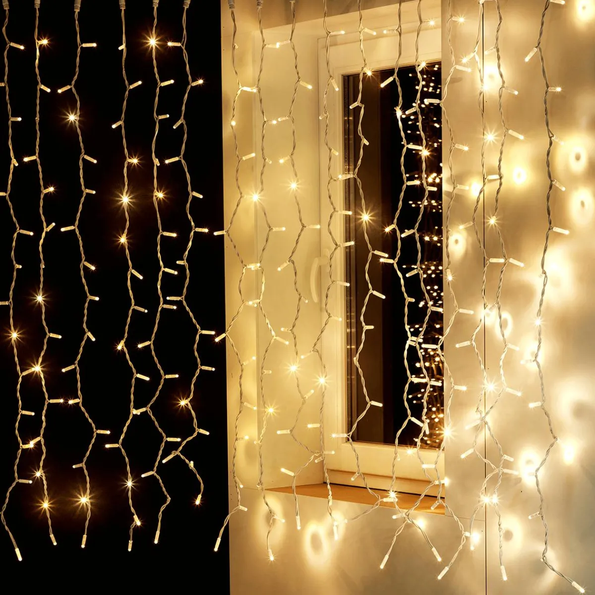 Luces De Navidad>DecoWoerner Cortina De Luz 200 X 80 Cm 160LED IP44, Blanco