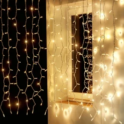 Luces De Navidad>DecoWoerner Cortina De Luz Blanca 200 X 150 Cm 300 LED Blanco Cálido IP44