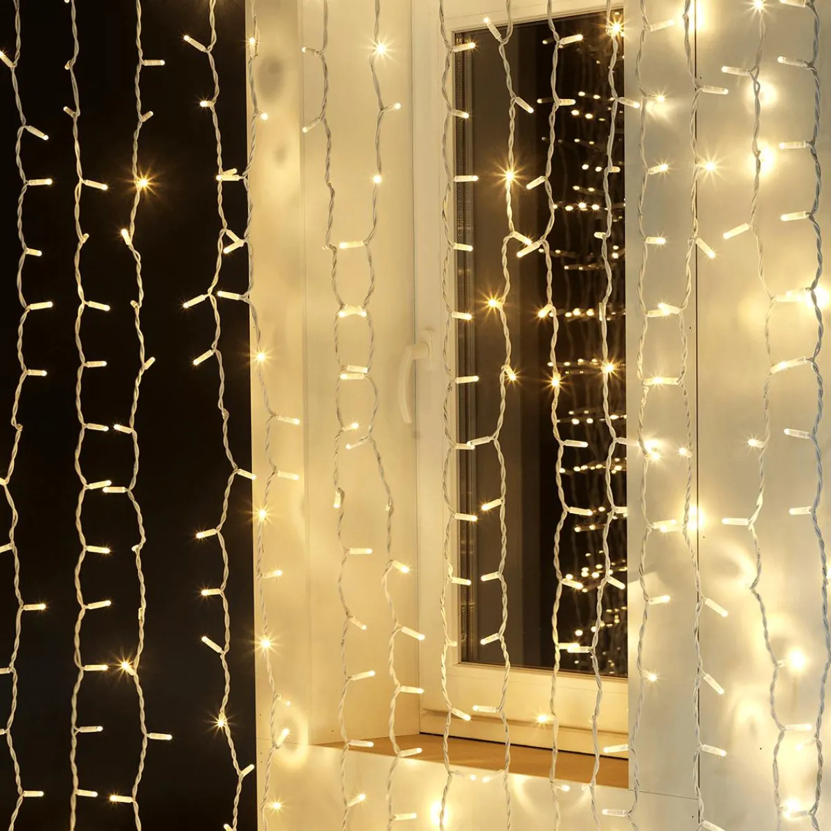 Luces De Navidad>DecoWoerner Cortina De Luz LED Profesional IP67, 900 Cm Sin Cable De Alimentación, Blanca