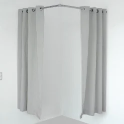 Probadores Y Cortinas>DecoWoerner Cortina Esquinera Para Cubículos, 200 Cm De Largo, Gris